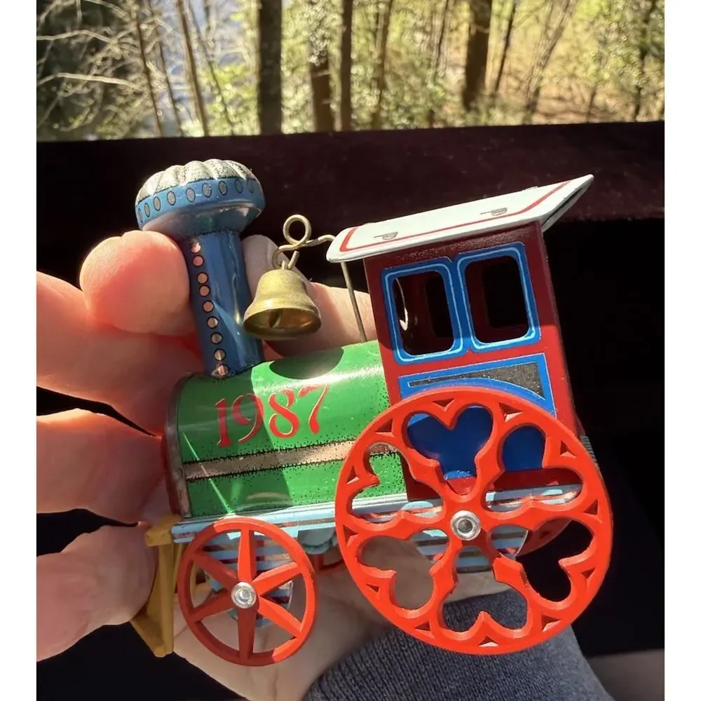 Vintage Tin Locomotive Ornament 1987 Hallmark Train Artist Signed No Box Lo10